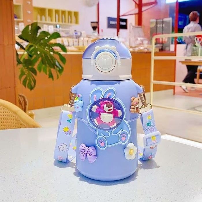 bouteille thermos pour enfants avec paille à double usage, gobelets à eau,  pour élèves de maternelle et primaire garçon et fille