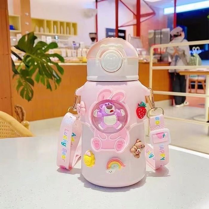 bouteille thermos pour enfants avec paille à double usage, gobelets à eau,  pour élèves de maternelle et primaire garçon et fille