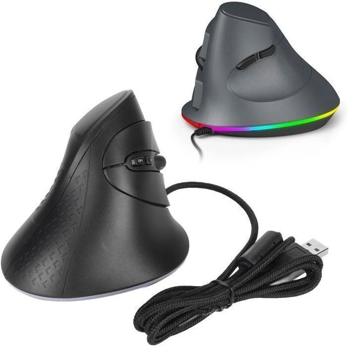 Souris Verticale Filaire Optique Ergonomique USB avec 6 DPI Réglables Souris de Jeu RVB avec 7 Boutons
