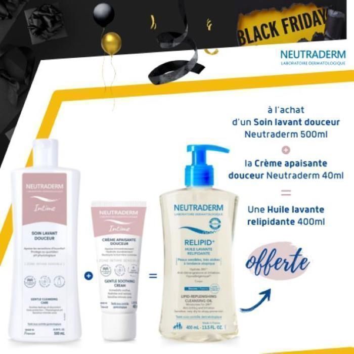 NEUTRADERM- Gel Lavant Intime 500ml + Crème Apaisante intime 40ml = 1 Huile lavante relipidante 400ml Offerte