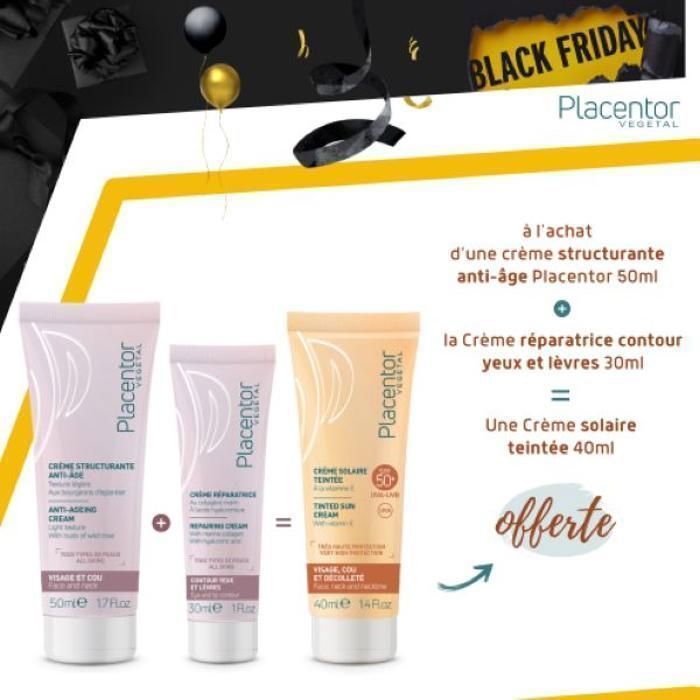 Crème Anti-âge - PLACENTOR - 50ml - Crème Protectrice Contour des Yeux 30ml - Ecran Solaire Teinté