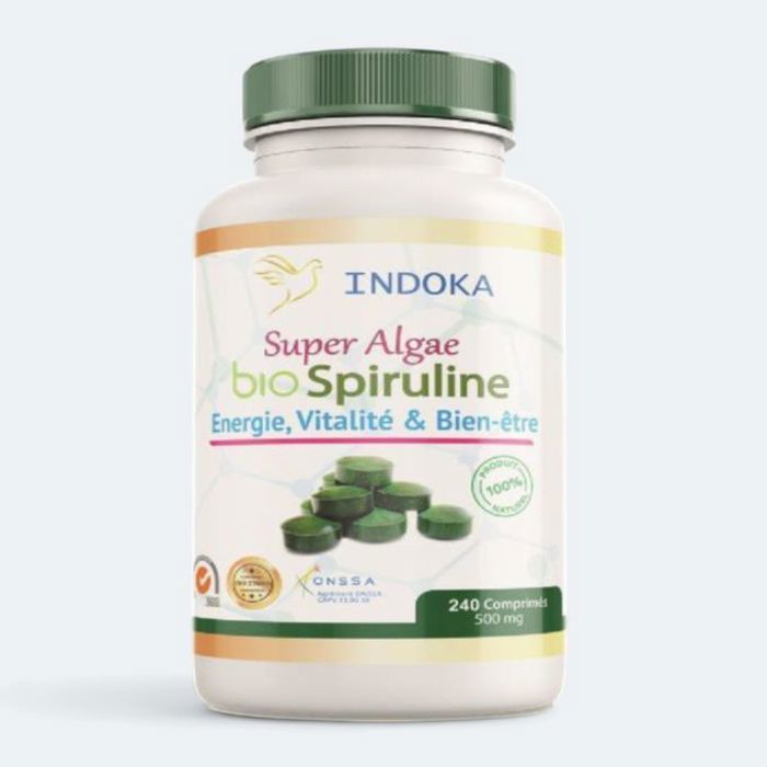 INDOKA Super Algae Bio Spiruline 240 Comprimés 500mg - Energie & Vitalité & Bion-être