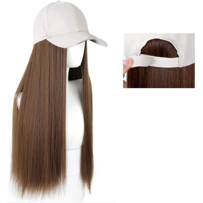Perruque - Non spécifié - Cheveux longs - Marron clair - Réglable - Sans ammoniaque