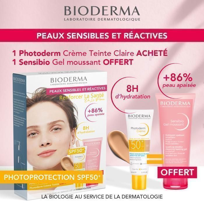 Photoderm - Duo pack Crème Teinte claire spf50+  (40 ml) +  sensibio gel moussant (100 ml)