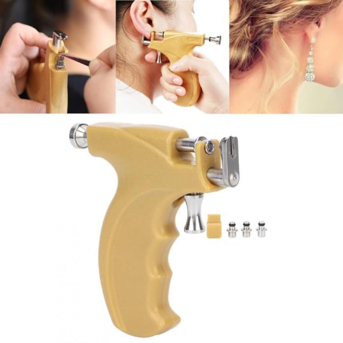 Kit de perçage des oreilles - Professionnel - Jaune - Métal - Usage familial - Adulte