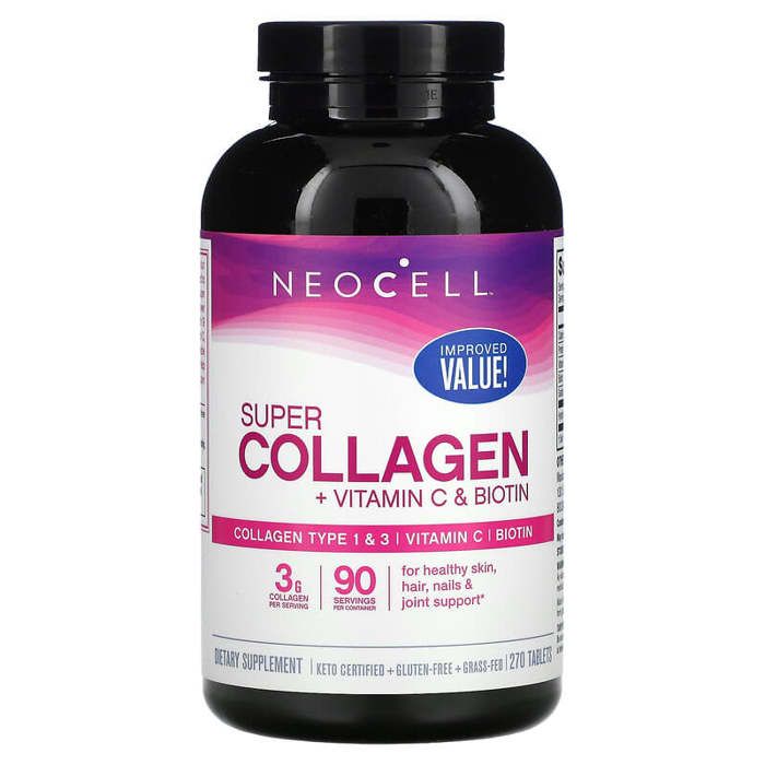 Collagène, + Vitamin C & Biotin, 270 Comprimés