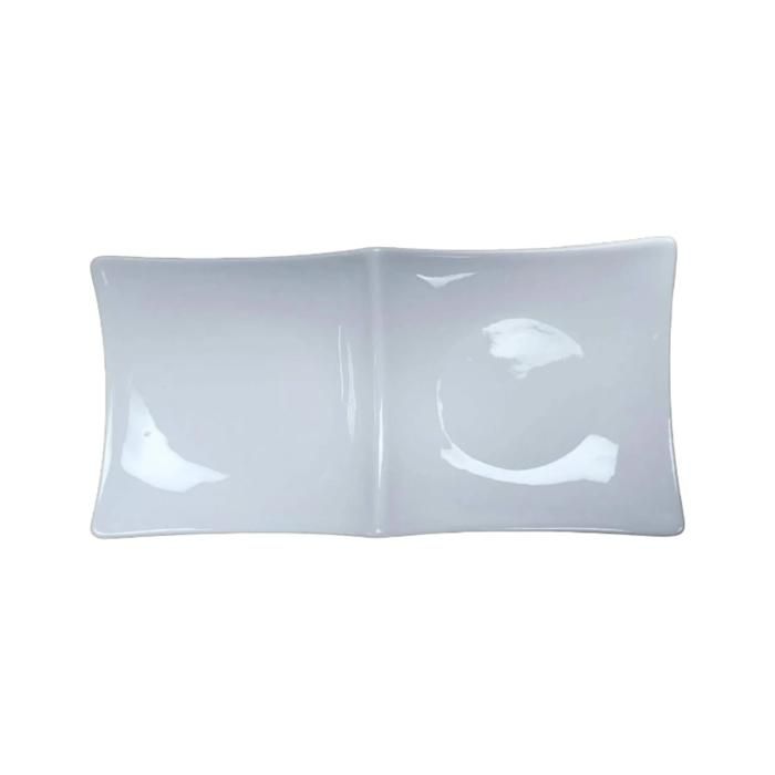 Plaque - Double Compartiment - Carrée - Blanche - Porcelaine Durable