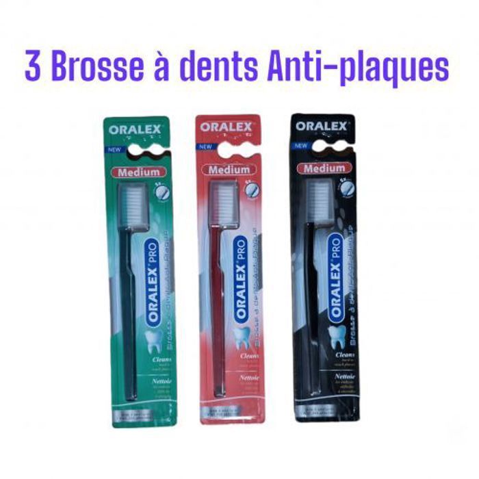 ORALEX 3 Brosse à Dents Anti-Plaque 5x Plus efficace  (3 Couleurs)