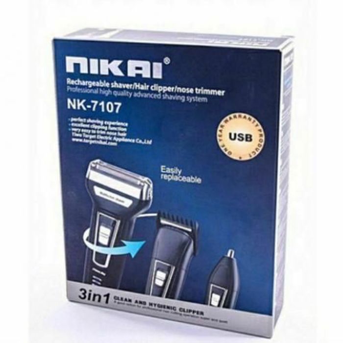 Nikai Rechargeable Tondeuse Multifonction 3 in 1 Rasoir et Nettoie Nez