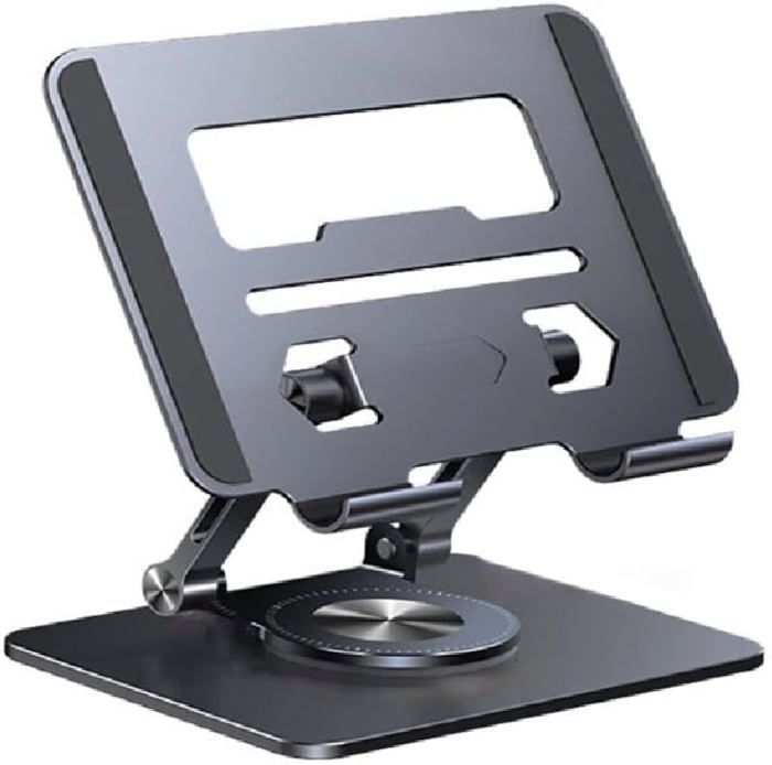 Support portable rotatif à 360° en alliage d'aluminium, pliable et portable pour tablette de 4 à 12,9 pouces.