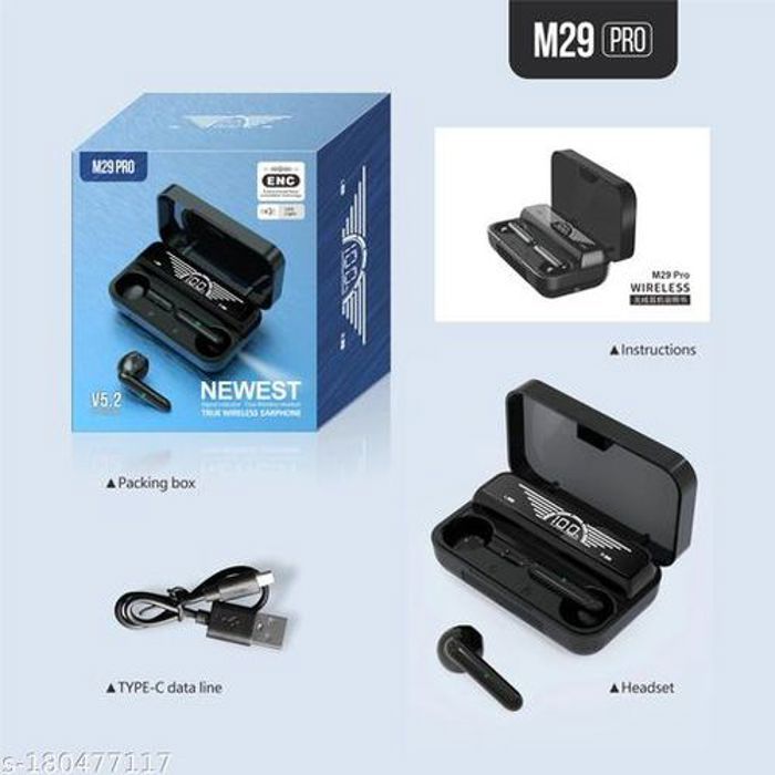 Écouteurs Bluetooth 5.2 sans Fil avec Microphone EarBuds Indicateur de batterie LED