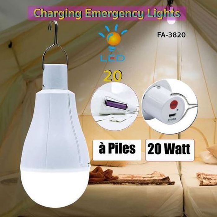 Lampe LED - Non spécifié - Rechargeable - Étanche - Portable - 2 Piles
