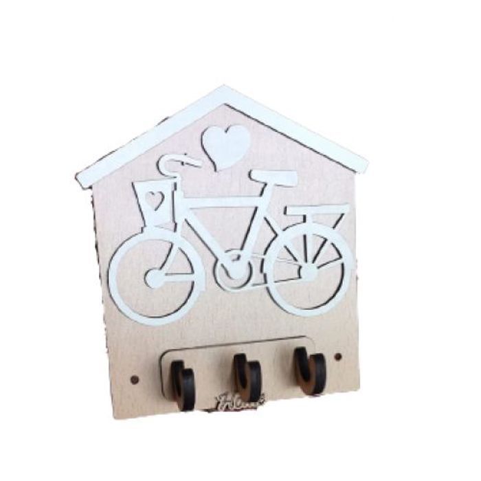 Porte-clé mural en bois - SANIFES - Tendance Sweet Home - Couleur blanc - Décoration entrée - Facile à installer
