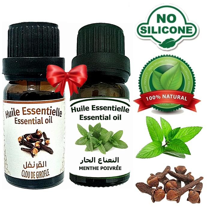 Huile essentielle Clou de Girofle 100% Naturel -10ml + Huile essentielle Menthe poivrée 100% naturel 10ml