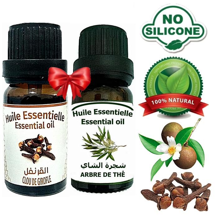 Huile essentielle Clou de Girofle 100% Naturel -10ml + Huile essentielle Arbre à thé 100% naturel -10ml