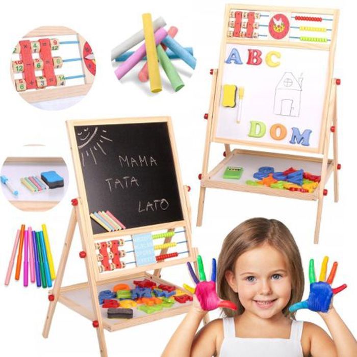 Tableau blanc Pliable en bois pour enfant, avec support, 1 pc