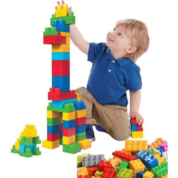 Décennies de construction en plastique pour enfants, briques à grandes particules