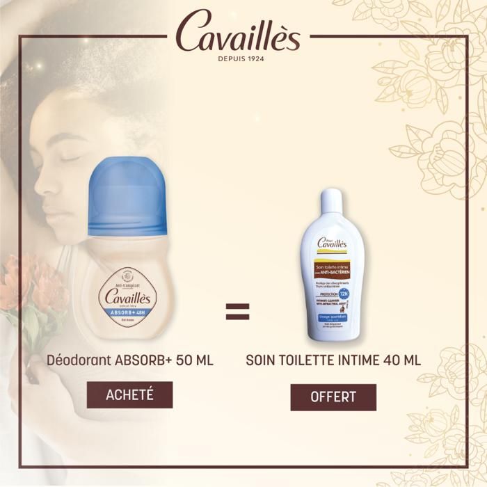 Déodorant 48 H ROLL ON ANTI TRACES 50 ml + Soin toilette intime 40ml