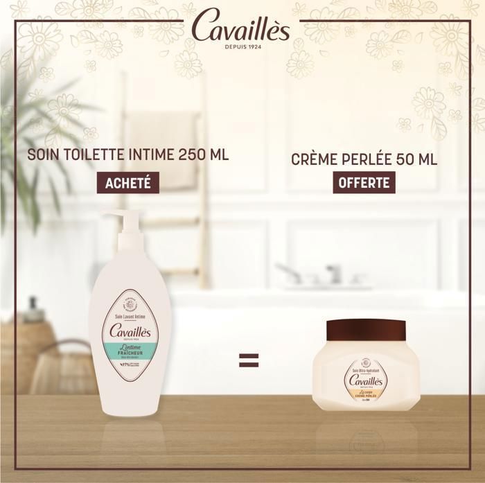 Soin Toilette Intime - Rogé Cavaillès - Fraîcheur - 250ml - 97% d'origine naturelle - Crème perlée offerte