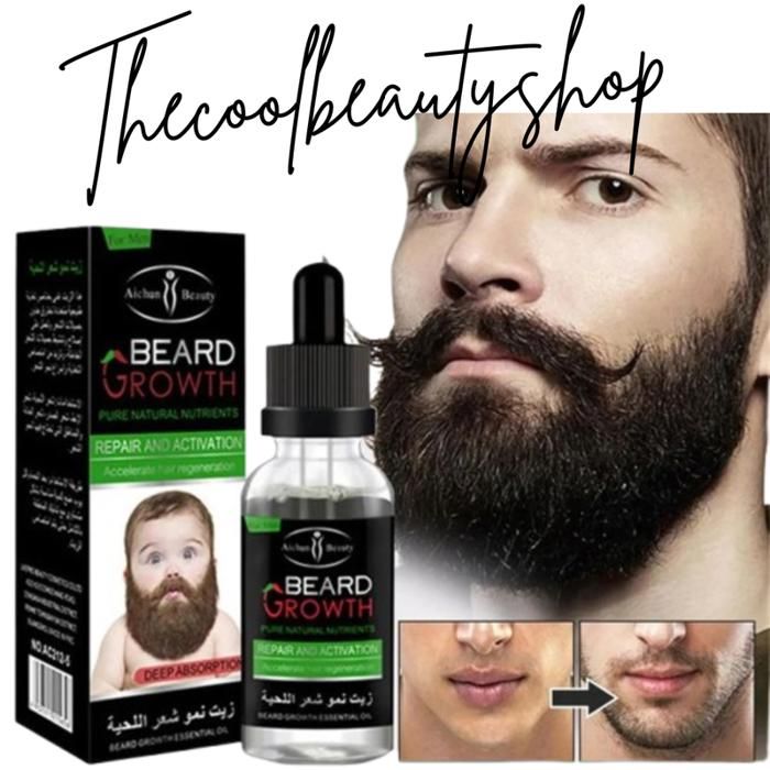 Huile essentielle - AICHUN BEAUTY - Croissance de la barbe - Vegan - Flacon - Nourrissante