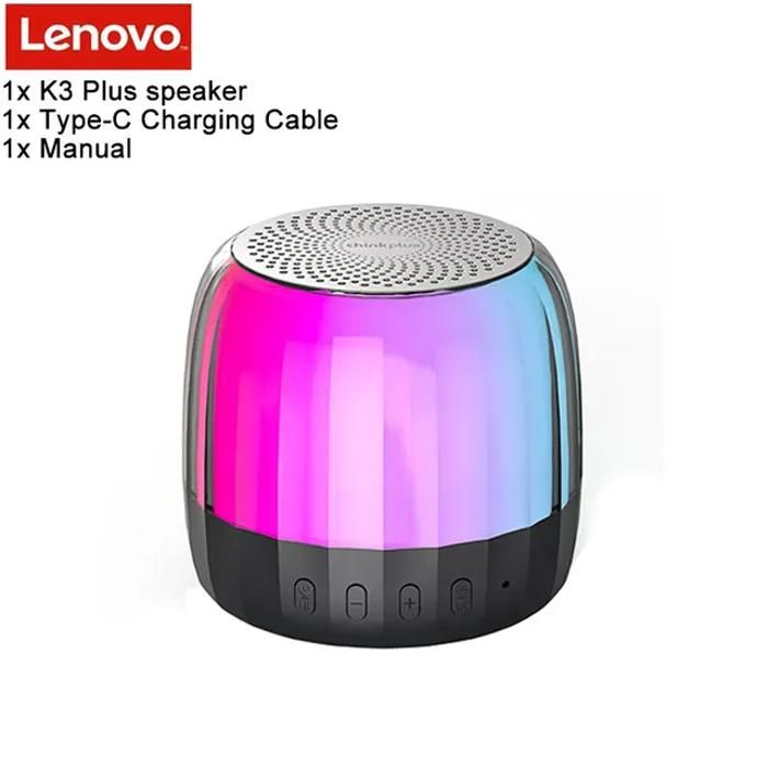 Lenovo-Mini haut-parleur extérieur portable sans fil K3 plus Bluetooth 5.2 avec lecture de carte TF