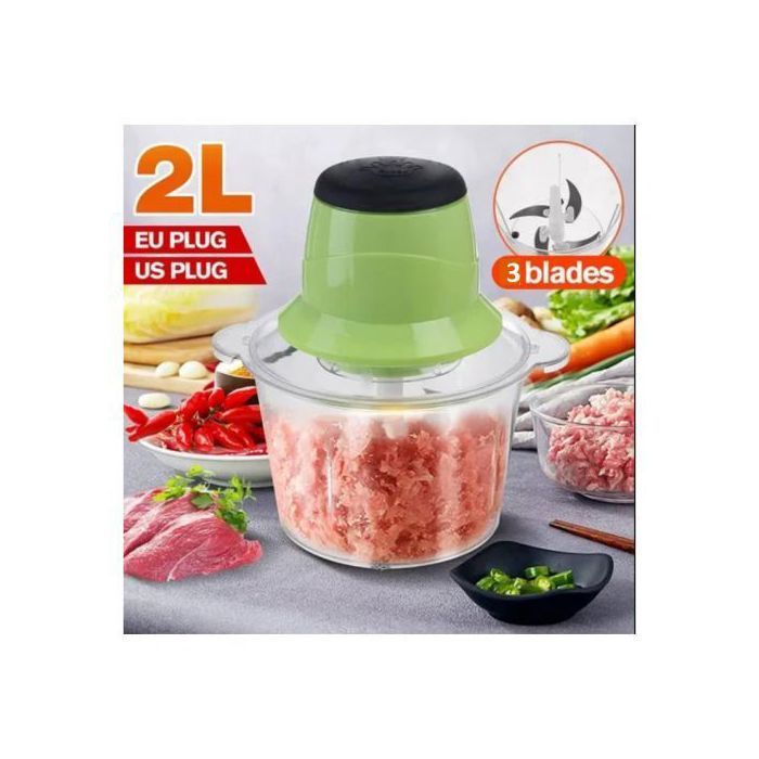 Hachoir électrique en verre pour légumes et viande avec 3 Lames inox