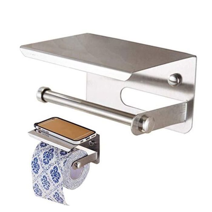 Porte-papier hygiénique en acier inoxydable with support pour téléphone portable