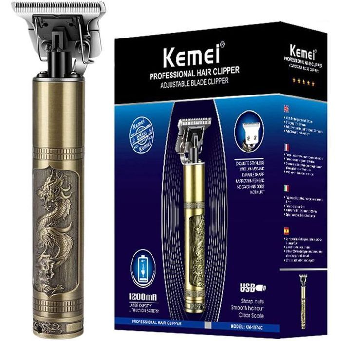 Kemei - Tondeuse de précision sans fil lithium-ion - jusqu'à 120 minutes (2 heures) d'utilisation continue.
