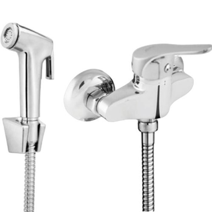 Seven Ensemble Douchette Toilette Mural avec Flexible et Mitigeur,Eau Chaude et Froide
