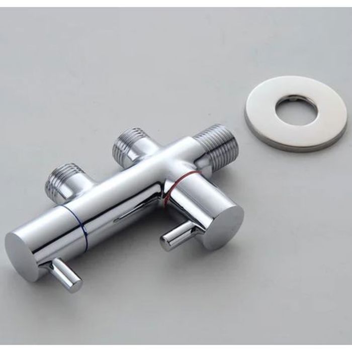 Robinet d'Arrêt avec Deux sortie (1/2" * 3/8", Eau froide), Chromé,Haute Qualité