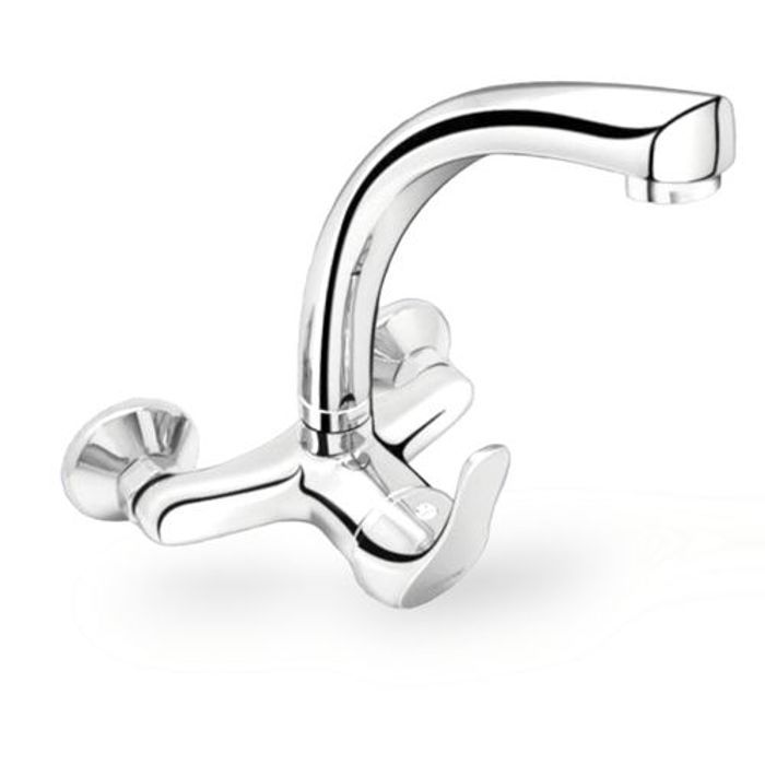 Robinets mitigeur de Cuisine chromé Double Trous Chaud et Froid +Accessoires