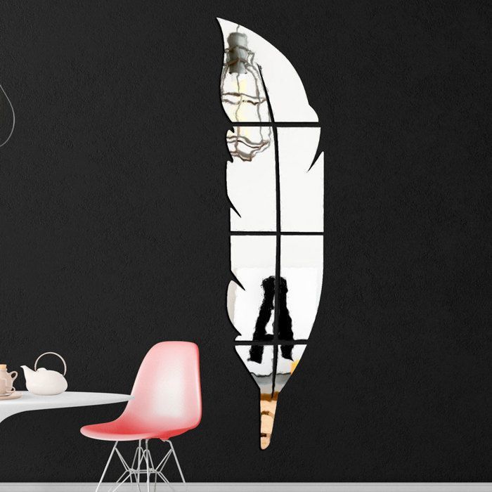 Miroir Plume 73/15cm - Doré - 6pièces
