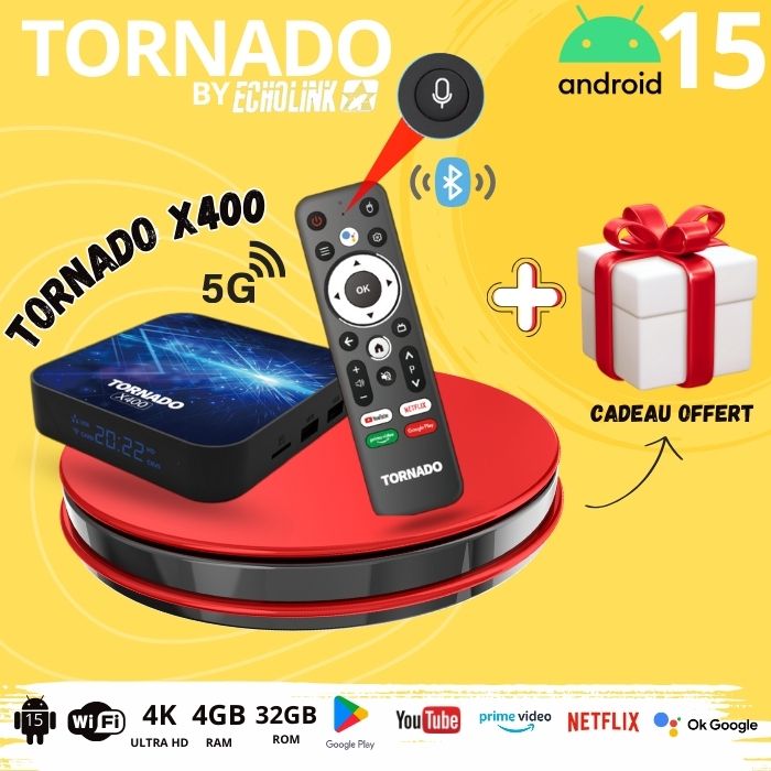 TV Box Tornado X400 Android 15 4K 4/32GB RAM/ ROM Wifi 2.4/5 RJ45 BT