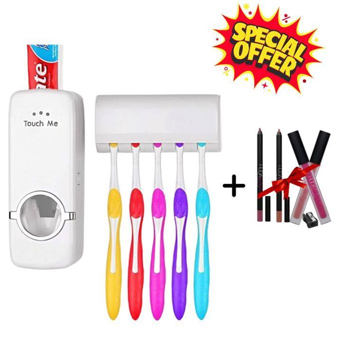 Distributeur Automatique de Dentifrice à Un Seul Bouton + Pack Huda Beauty 5 en 1 Offert