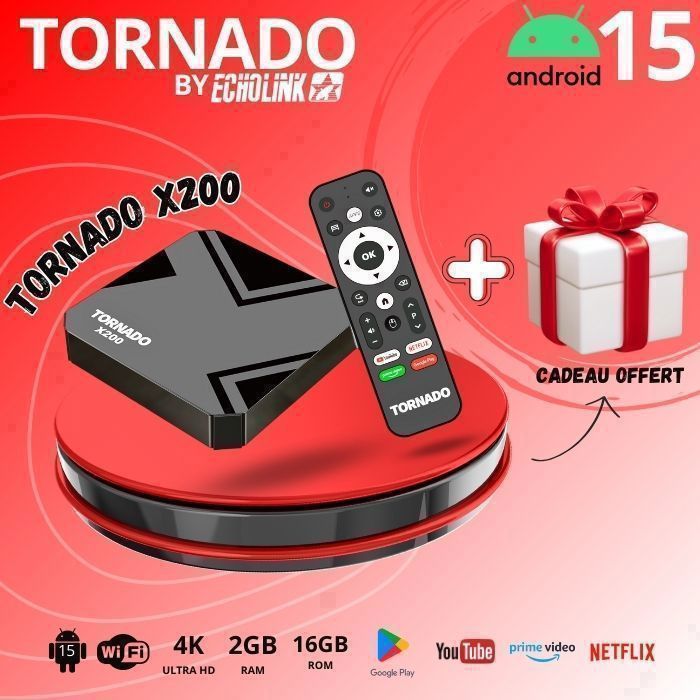 TV Box Tornado X200 Android 15 4K 2/16GB RAM/ ROM Wifi 2.4 RJ45