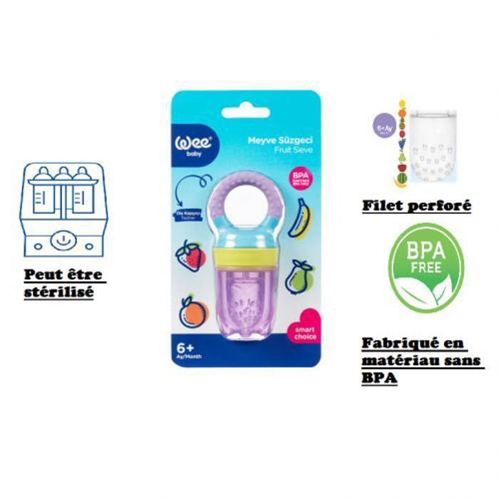 Passoire Sucette alimentaire à fruit pour bébé Mauve 6+Mois