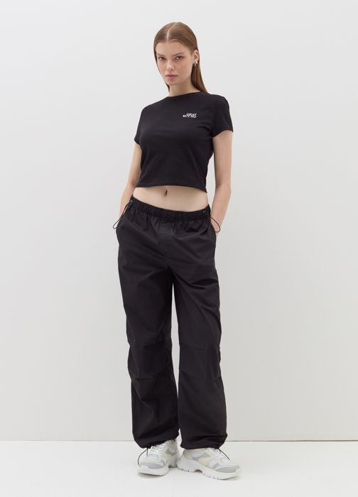 T-shirt cropped - B.ANGEL - Noir - 100% coton - Manches courtes - Col arrondi