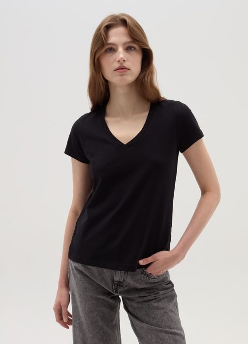 T-shirt - OVS HOUSEBRAND - Noir - Col V - Manches courtes - Regular