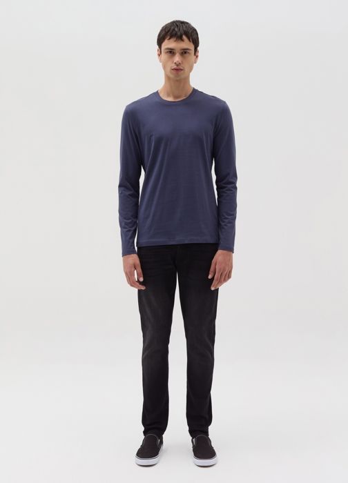 Long-sleeved T-shirt with round neck - Dark Blue