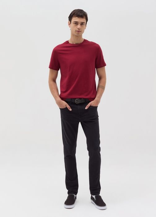 Cotton T-shirt with round neck - Burgundy