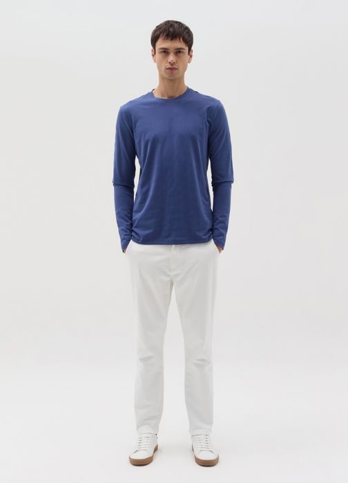 T-shirt à manches longues - OVS HOUSEBRAND - Ocean Blue - 100% coton bio - Col arrondi - Homme