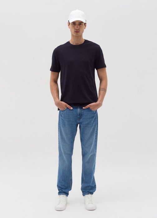 Cotton T-shirt with round neck - Night Blue