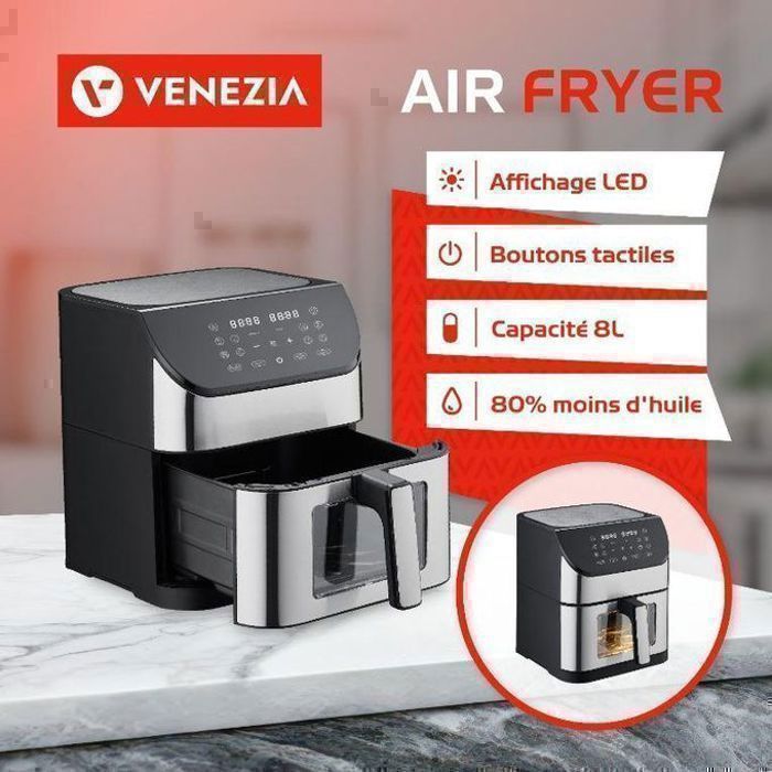 Friteuse à air - Venezia - 8L - 1800W - Écran tactile - 10 programmes
