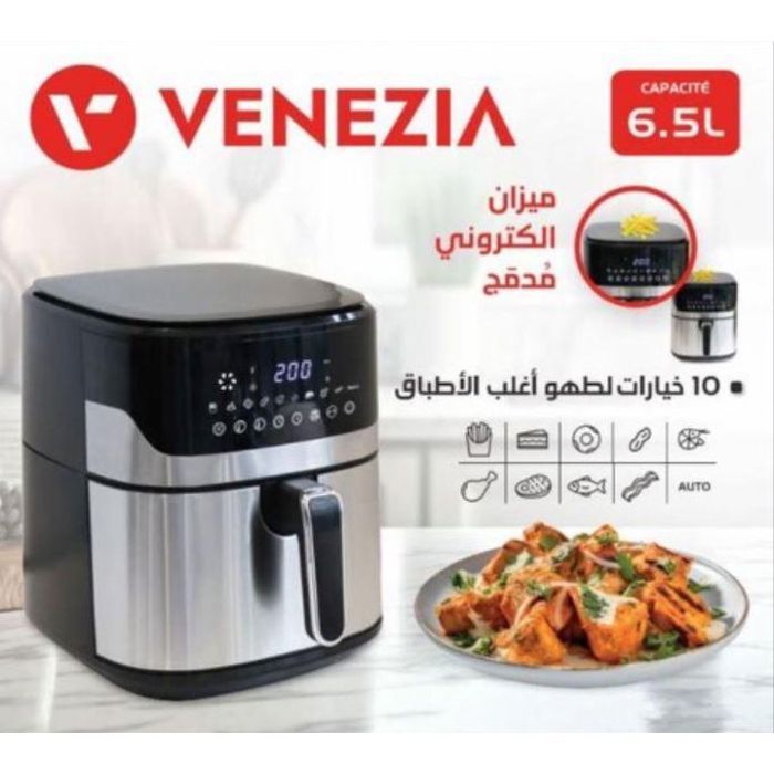 Air Fryer Venezia Friteuse électrique sans huile 6.5L / 1600W /tactile /10 programmes + balance électronique intégré