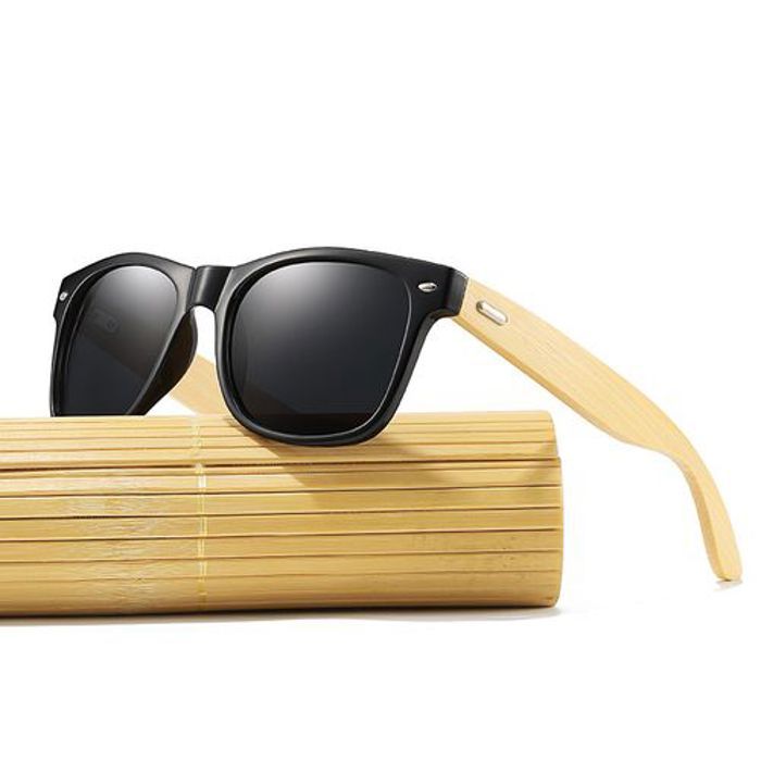 Lunettes de soleil UV400 classique en bois et bambou luxe pour hommes
