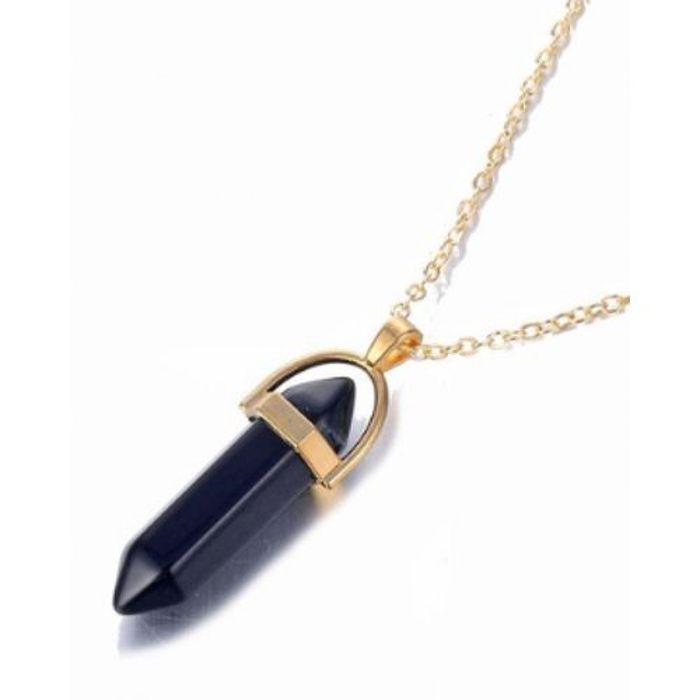 Collier Pendentif - FASHION - Noir - Cristal Irrégulier - 4.1 cm - Bijoux Femme