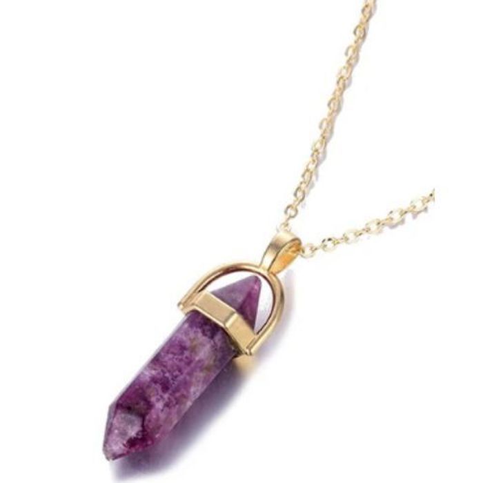 Collier pendentif en cristal irrégulier Bijoux pour Femmes By FOR layds - Mauve