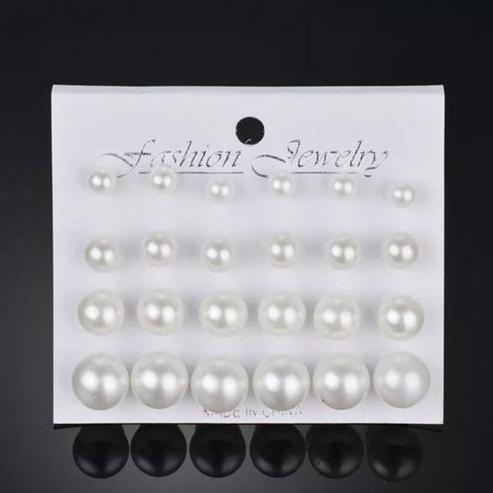Ensemble de 12 paires de Boucles d'oreille en perles simulés Pour Femmes