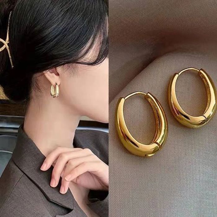 Boucles d'oreilles créoles en métal lisse de luxe pour Femmes