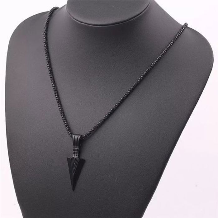 Collier pendentif flèche Noir style tendance unisexe en acier inoxydable